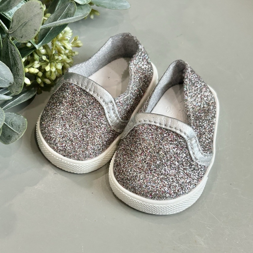 Americanโ Girl Truly Me Sparkle Sneakers Original 18" Doll Shoes Glitter Silver
